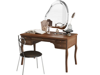 法式中古风化妆 梳妆台3d模型 法式中古风化妆 梳妆台