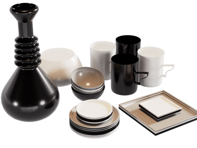 现代花瓶 杯盘 陶瓷杯摆件组合3d模型 现代花瓶 杯盘 陶瓷杯摆件组合