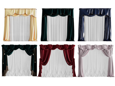 现代窗帘窗纱3d模型 现代窗帘窗纱