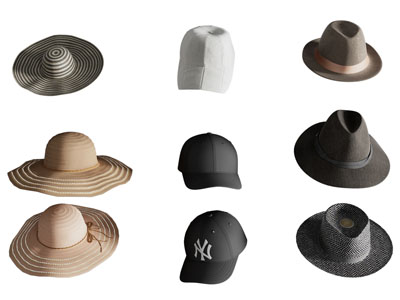 现代草帽 礼帽 棒球帽 帽子3d模型 现代草帽 礼帽 棒球帽 帽子