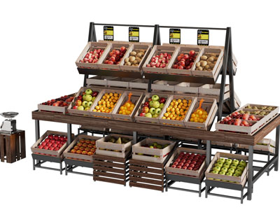 现代便利店水果展柜 货架 摆台 摊位3d模型 现代便利店水果展柜 货架 摆台 摊位