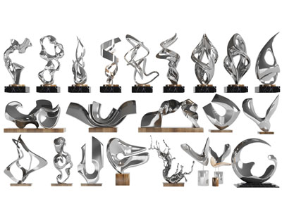 现代假山 水花 雕塑雕刻 摆件组合3d模型 现代假山 水花 雕塑雕刻 摆件组合