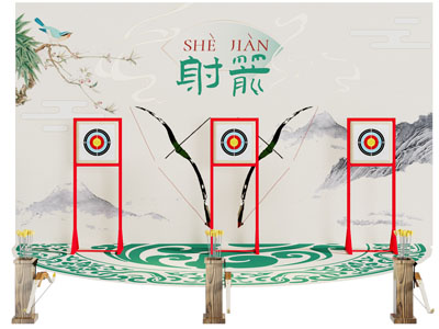 中式互动 游园 射箭美陈3d模型 中式互动 游园 射箭美陈