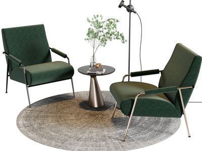 现代轻奢休闲椅子 边几