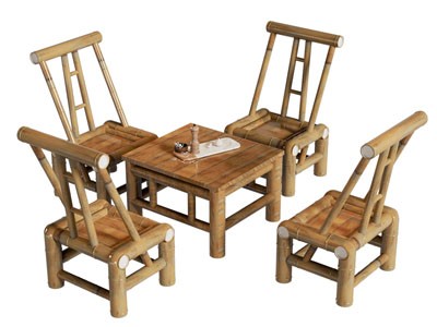 新中式竹编休闲餐桌椅组合3d模型 新中式竹编休闲餐桌椅组合