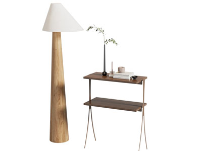 现代中古风置物架 落地灯3d模型 现代中古风置物架 落地灯