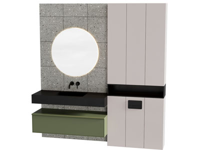 现代固定墙面的洗手台 卫浴柜架