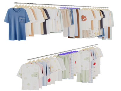 现代衣架 童装衣服3d模型 现代衣架 童装衣服