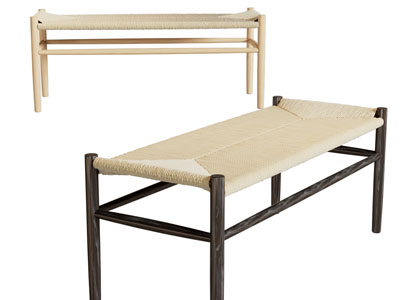 现代长方形沙发凳子 绳编长凳