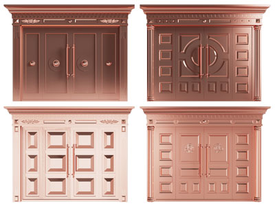 现代铜制大门 双开门 平开门