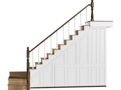 北欧实木带收纳柜的楼梯3d模型 北欧实木带收纳柜的楼梯