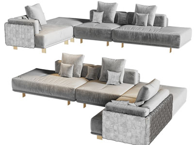 现代转角多人沙发3d模型 现代转角多人沙发