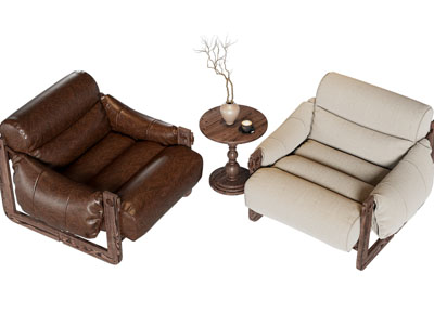 现代单人沙发 边几