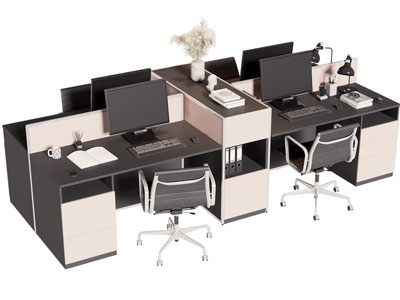 现代办公桌椅组合3d模型 现代办公桌椅组合