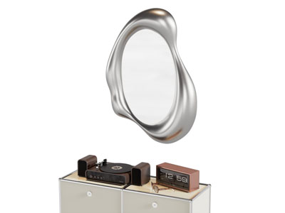 现代老式唱片机 装饰镜 摆件组合3d模型 现代老式唱片机 装饰镜 摆件组合