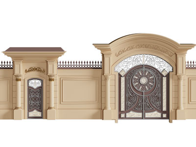 欧式庭院大门 铁艺雕花大门 围墙