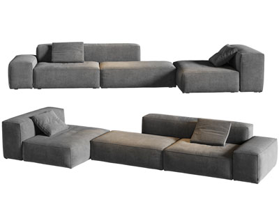 现代布艺多人沙发3d模型 现代布艺多人沙发