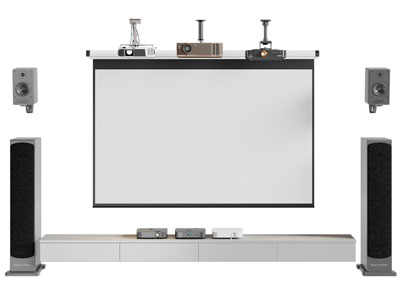 现代投影幕布 投影仪 立式音响3d模型 现代投影幕布 投影仪 立式音响