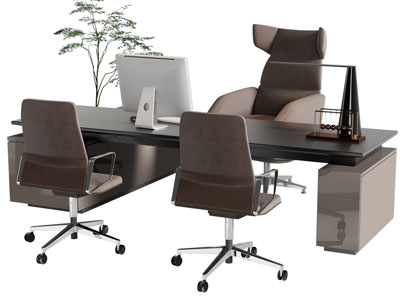 现代老板台 老板桌椅组合3d模型 现代老板台 老板桌椅组合