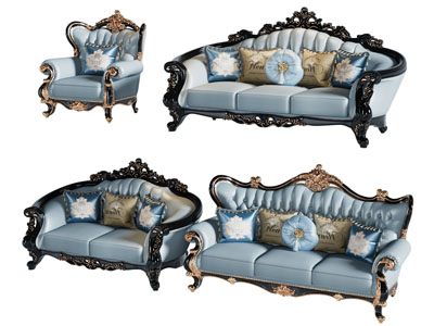 欧式雕花多人 双人 单人沙发组合