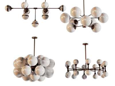 现代球形灯罩吊灯3d模型 现代球形灯罩吊灯