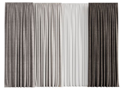 现代布艺窗帘窗纱3d模型 现代布艺窗帘窗纱