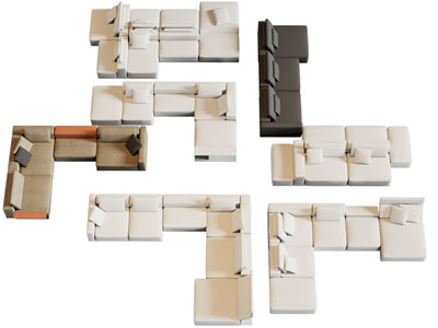 现代多人沙发3d模型 现代多人沙发