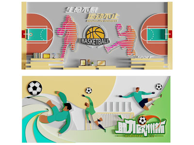 现代体育文化墙 展览展示墙3d模型 现代体育文化墙 展览展示墙