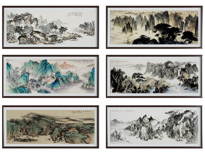 新中式山水装饰挂画3d模型 新中式山水装饰挂画