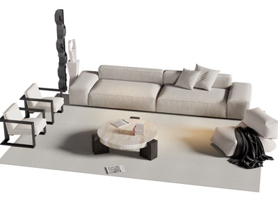 新中式双人沙发 休闲椅子和茶几组合