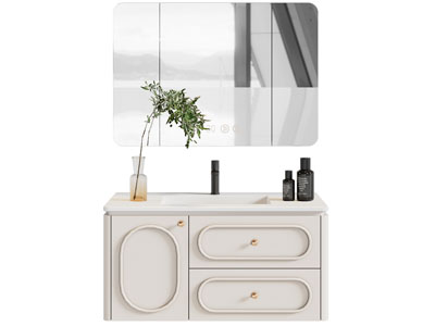 现代奶油风洗手台 镜柜 浴室柜