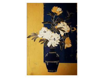 现代花瓶花卉装饰挂画 油画3d模型 现代花瓶花卉装饰挂画 油画