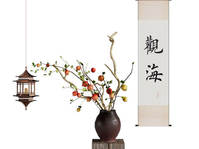 新中式花瓶花卉 楼阁吊灯3d模型 新中式花瓶花卉 楼阁吊灯