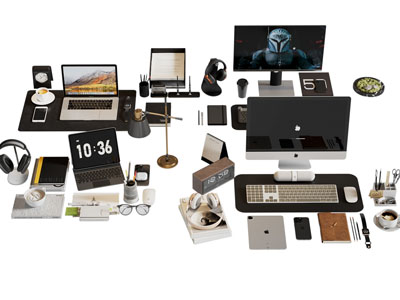 现代笔记本电脑 书本 耳机书桌摆件组合3d模型 现代笔记本电脑 书本 耳机书桌摆件组合