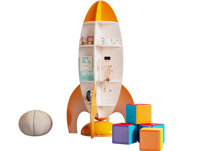 现代儿童火箭造型的书柜 装饰柜