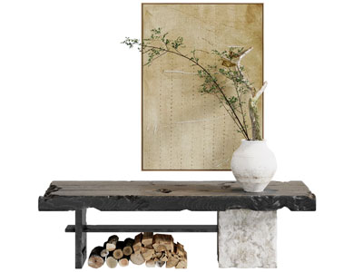 侘寂风装饰挂画 花瓶花卉3d模型 侘寂风装饰挂画 花瓶花卉