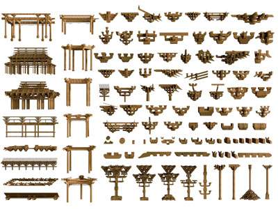 中式斗拱 榫卯结构 古建构件 木梁横梁