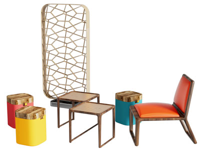 新中式休闲椅子 边几 隔断