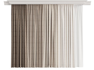 现代布艺窗帘窗纱3d模型 现代布艺窗帘窗纱