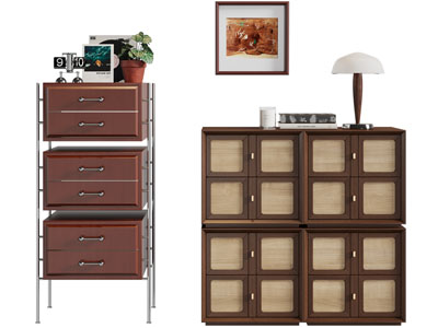 现代中古风玄关柜 边柜3d模型 现代中古风玄关柜 边柜