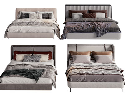 现代布艺双人床