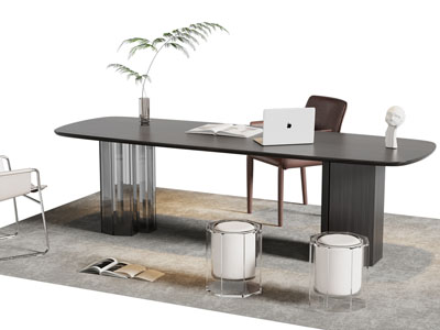 现代书桌椅组合3d模型 现代书桌椅组合