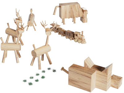 现代儿童实木卡通玩具 木马 小火车3d模型 现代儿童实木卡通玩具 木马 小火车