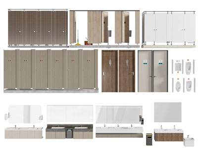 现代卫生间隔断门 平开门 厕所门 小便斗