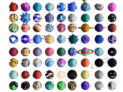 现代低聚星球包 水星 火星 木星 卡通星球3d模型 现代低聚星球包 水星 火星 木星 卡通星球