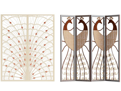 欧式孔雀铁艺屏风