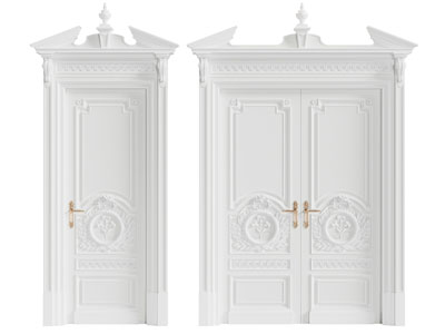 欧式雕花奶油风木门 平开门 双开门