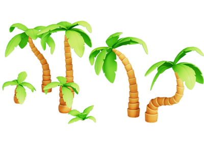 现代卡通椰子树3d模型 现代卡通椰子树