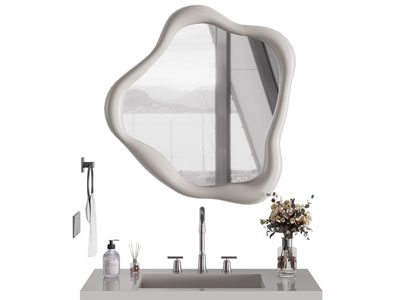 侘寂风洗手台 镜子 浴室柜