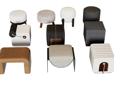 现代方形 圆形沙发凳子 脚踏